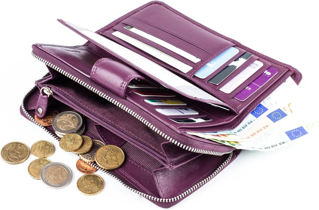 Greenburry Spongy Nappa 970-28 Purple Leder - grosse Damenbörse Geldbörse