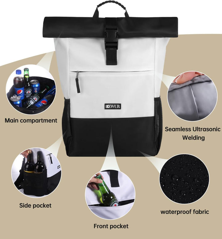 DEWUR 35L Thermo Rücksack Kühlrücksack Kühltasche Wasserdichter Picknickrücksack mit Flaschenöffner