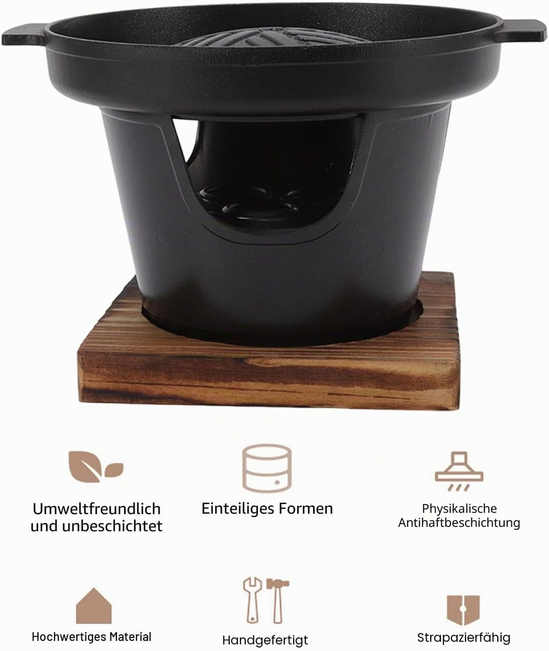 Camping Grill, Schwarz Mini Stilvoller Antihaft Grill Mobil, Tragbarer Kleiner Holzkohlegrill für Ca