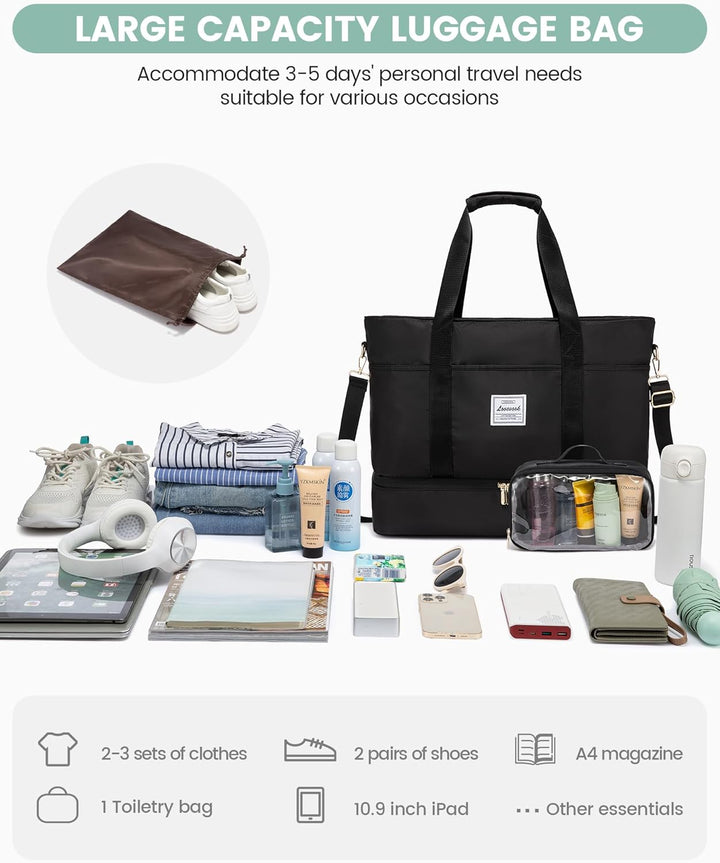 LOVEVOOK Reisetasche Damen, Wasserdicht Weekender Travel Duffel Bag mit Schuhfach, Kliniktasche Gebu