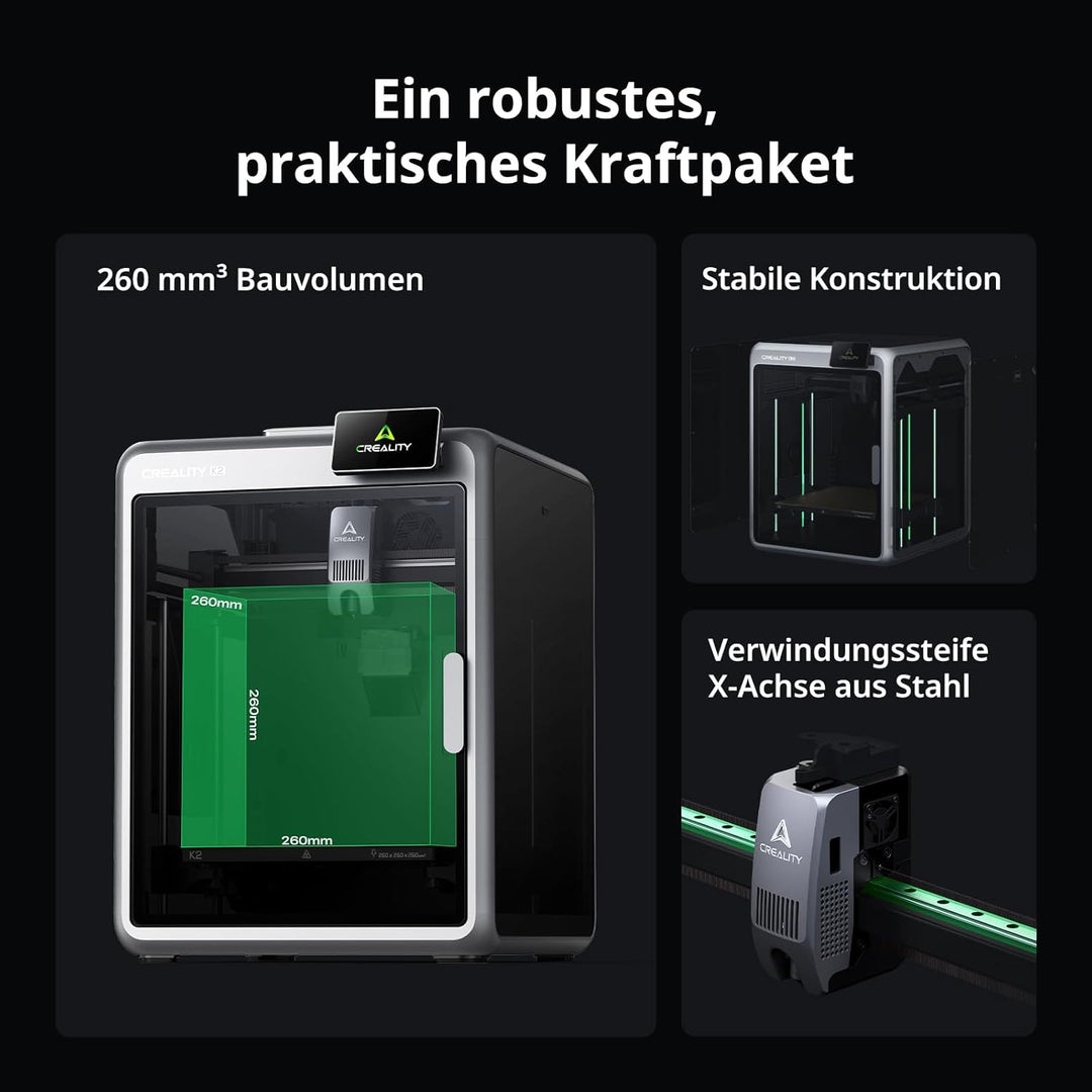 Creality K2 (A) 3D-Drucker, bis 600 mm/s Hochgeschwindigkeitsdruck, AI-Kamera für Druckfehlererkennu