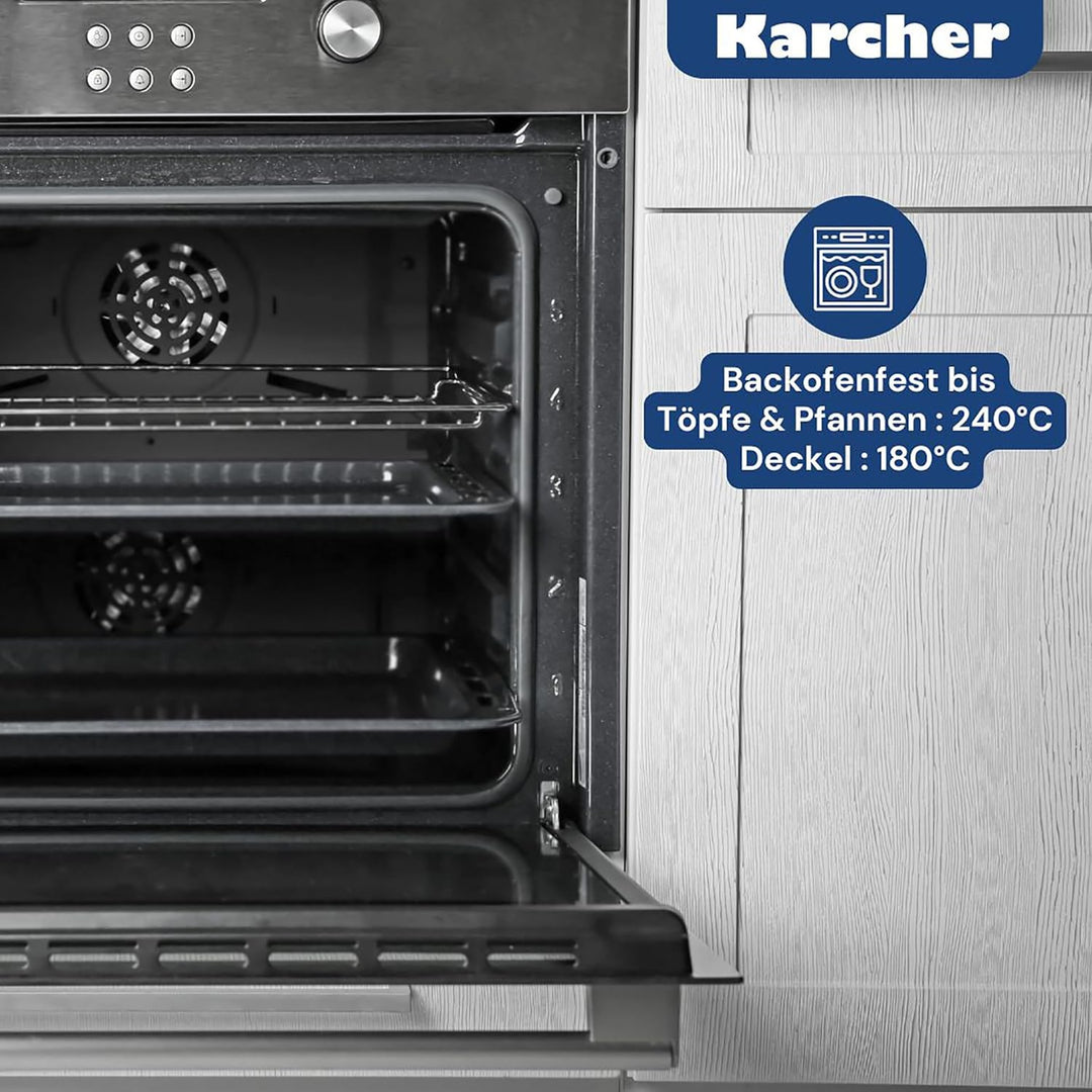 Kopf Topfset Josie aus Edelstahl - Induktionstöpfe mit Schüttrand, Literskala und Glasdeckel – 14-te