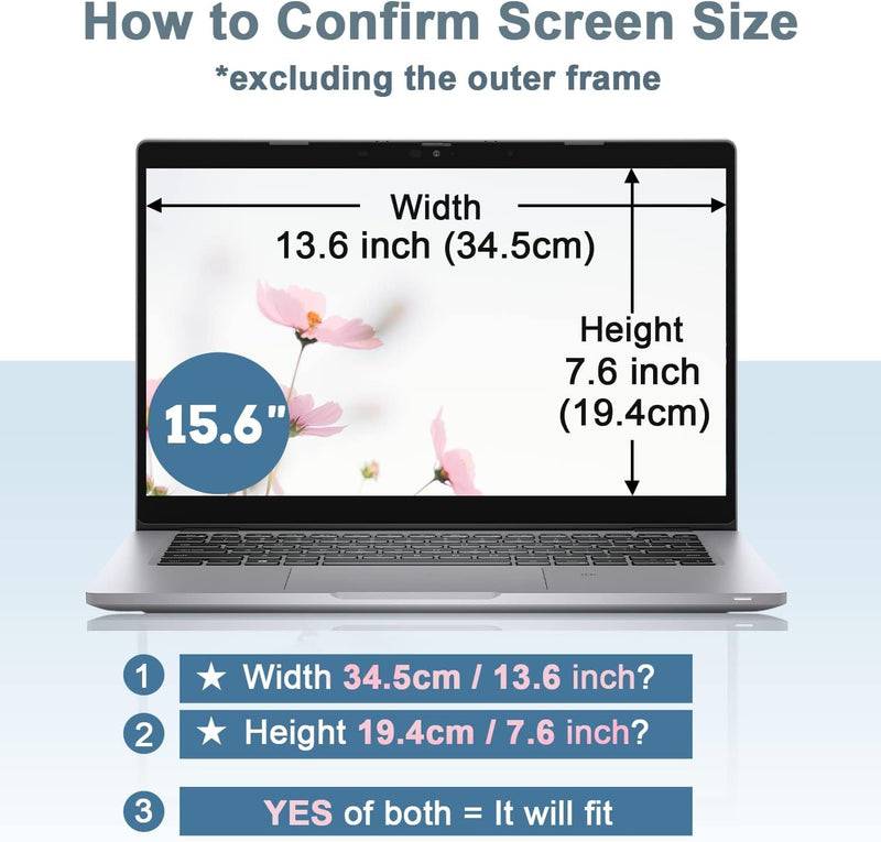 IPROKKO Laptop Sichtschutzfolie 15.6 Zoll, Abnehmbarer Sichtschutz Seitenverhältnis 16:9 Anti Blauli