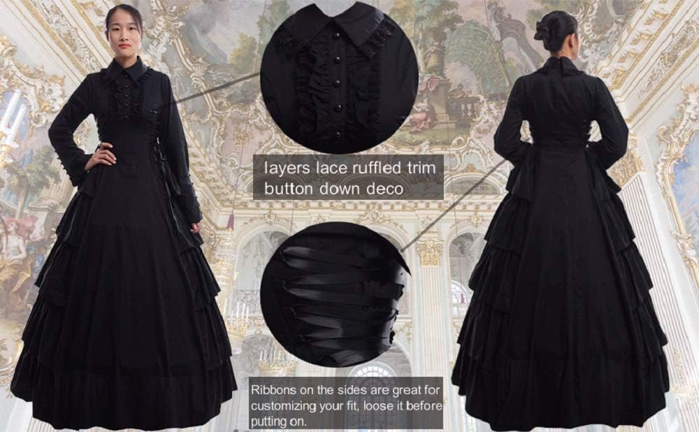 GRACEART Damen Gothic Viktorianisches Kleid Renaissance Maxi Kostüm (XL), XL