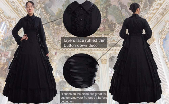 GRACEART Damen Gothic Viktorianisches Kleid Renaissance Maxi Kostüm (XL), XL