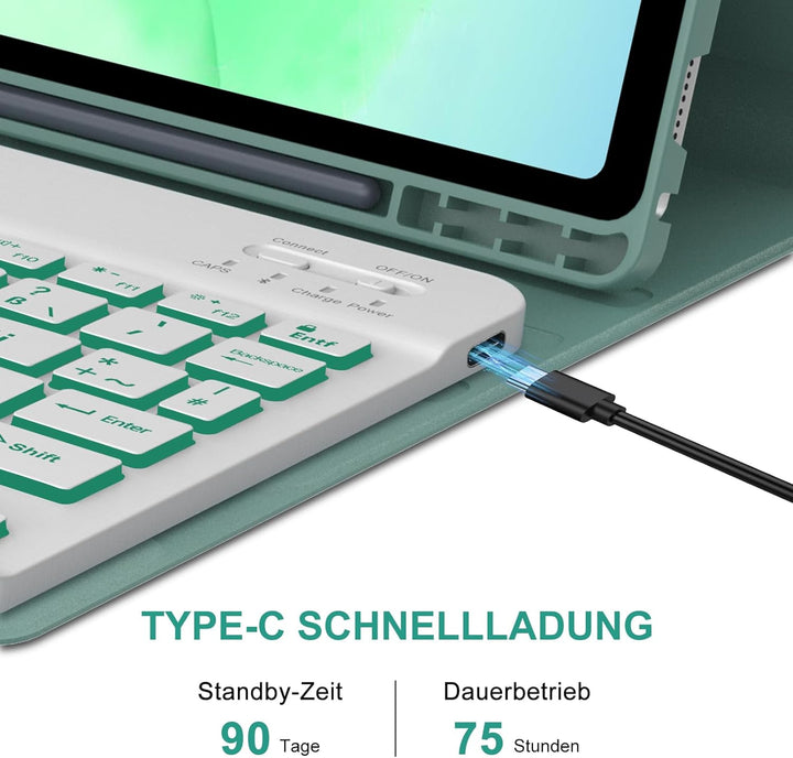 Hülle mit Tastatur für Samsung Galaxy Tab A11+ 11" (2025) & Galaxy Tab A9+ 11" (2023) – Deutsch Keyb