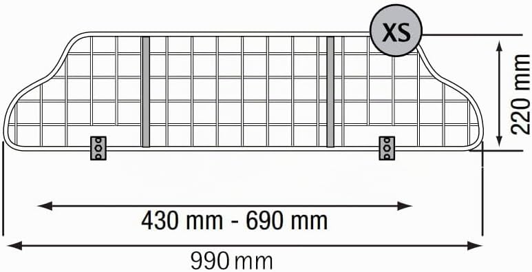 Kleinmetall TraficGard 21008002 Hundegitter Grösse XS, Crash-getestet nach UN-R126 (L 990 mm x H 220