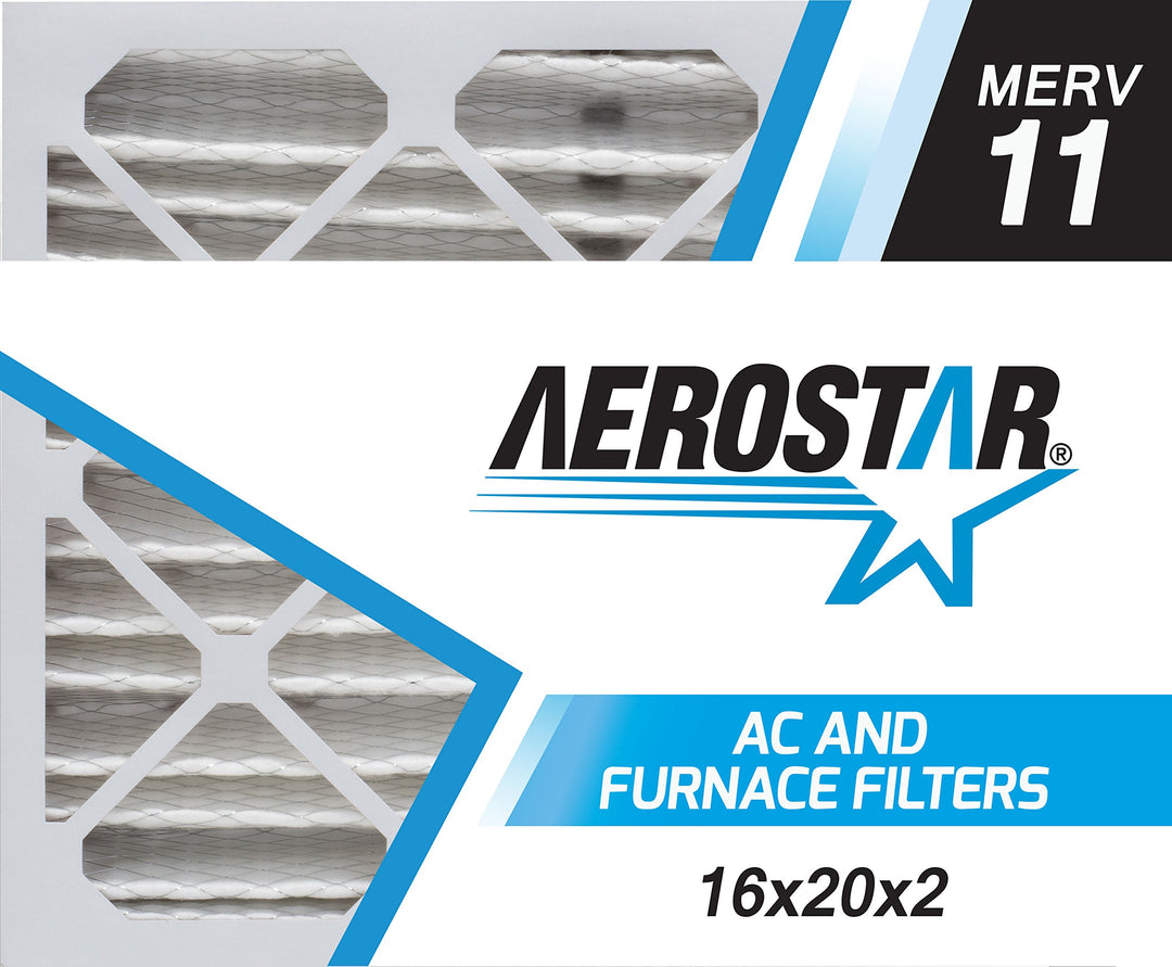 Aerostar 16 x 20 x 2 MERV 11 Plissee-Luftfilter, AC Ofen-Luftfilter, 6 Stück (tatsächliche Grösse: 3