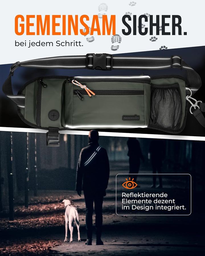 Gassi Tasche 'Atlas' - Premium Leckerlitasche für Hunde - Inkl. YKK® Zipper & Leinenhalterung - Bauc