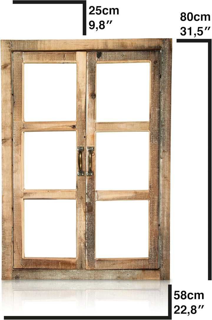 Deko Vintage Stallfenster im Landhausstil mit Rahmen und 2 Fensterflügeln - Deko Fenster zum Hängen