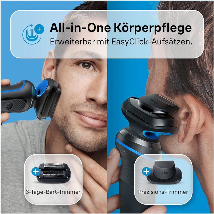 Braun Series 5 Elektrorasierer mit EasyClick Trimmer Aufsatz, Rasierer Herren Elektrisch, Präzisions