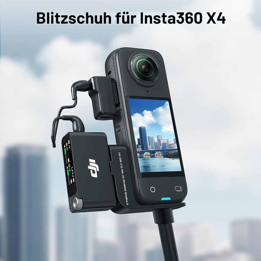 CYNOVA Cold Shoe für Insta360 X4 Zubehör,Wireless Mikrofon Halterung,Mikrofonhalterung Kompatibel Mi