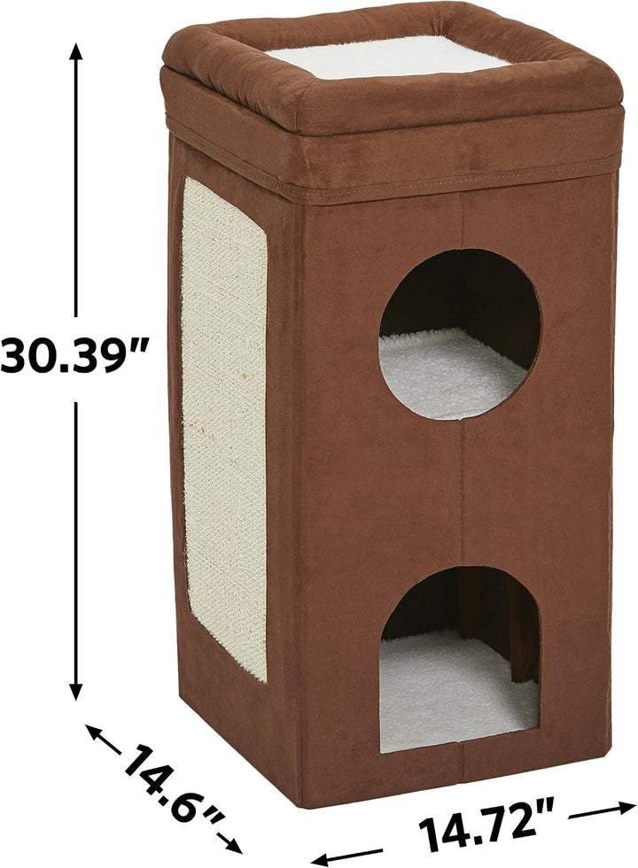 MidWest Homes for Pets Feline Nuvo Curious Cat Condo Kratzbaum mit 3 Ebenen, Wildlederimitat mit Ver