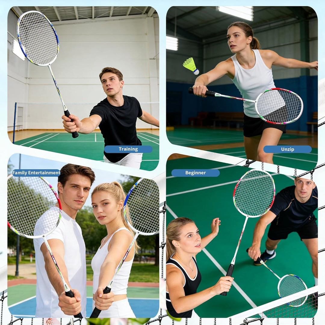 Senston Graphit Badminton Set Carbon Profi Badmintonschläger Leichtgewicht Badminton Schläger Federb