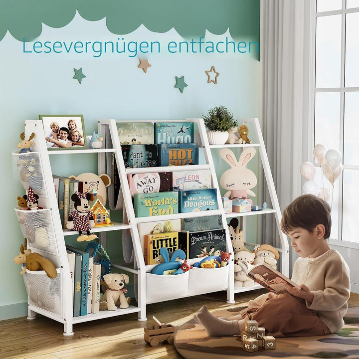 Kinderregal Kinderzimmer Weiss Offenen Aufbewahrungsregal: Kinder Bücherregal mit 3 Fächern für Büch