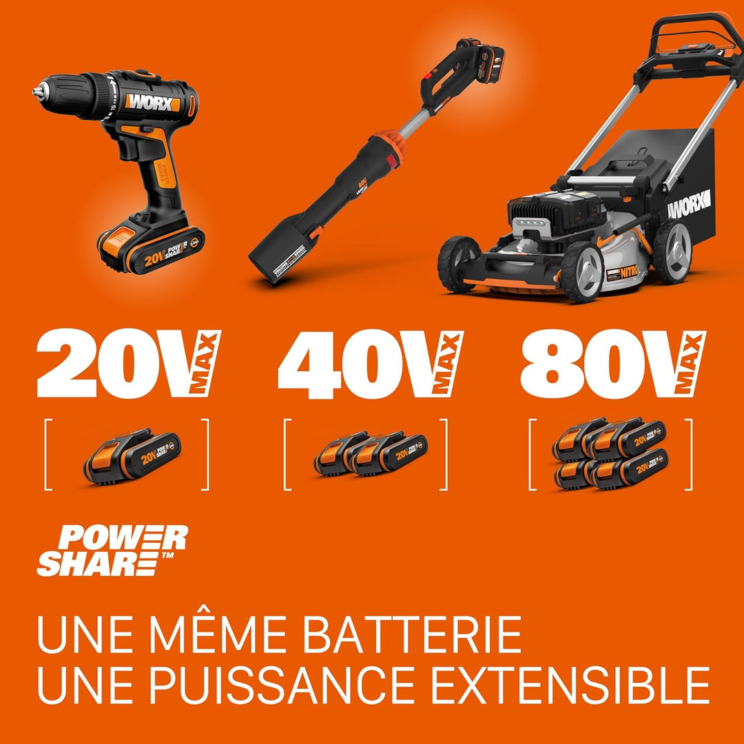 WORX NITRO WX823.9 20V 125mm Schleifscheibe Ideal für flache oder gekrümmte Oberflächen | Bürstenlos