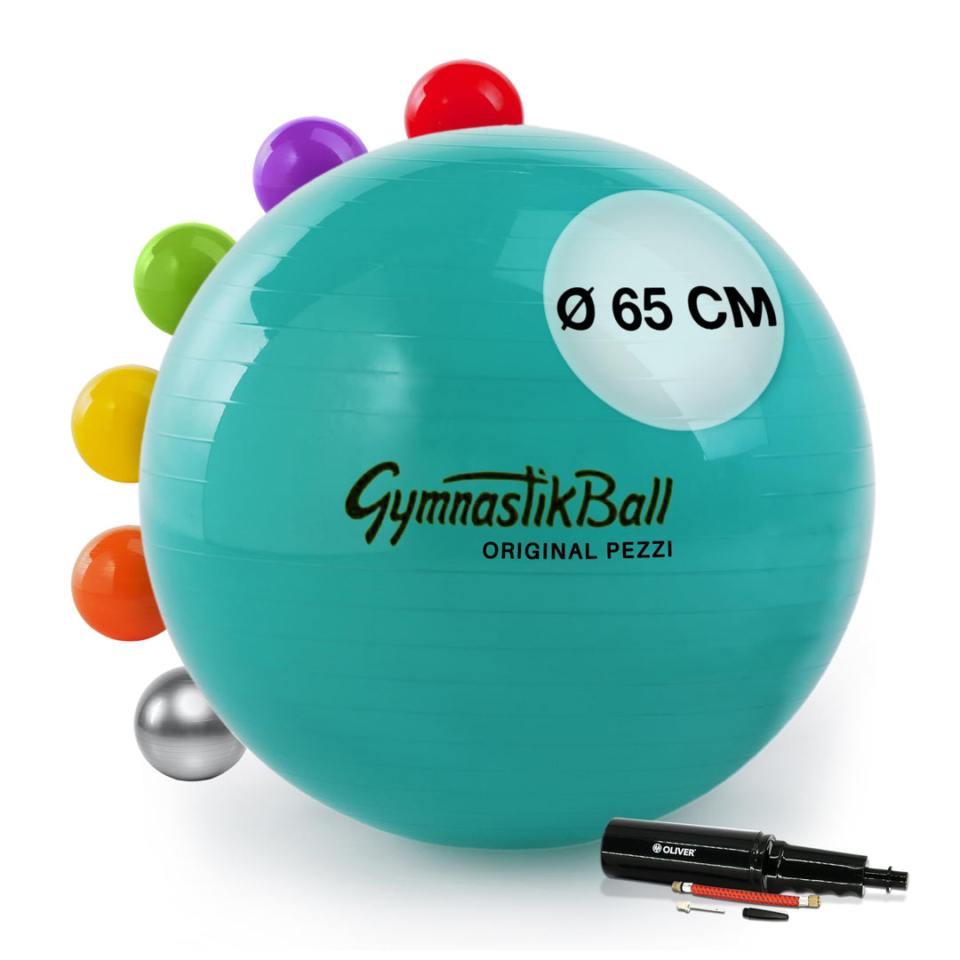 PEZZI Original Gymnastik Ball Plus Pumpe Sitz Therapie Pilates 65cm Grün, 65cm Grün