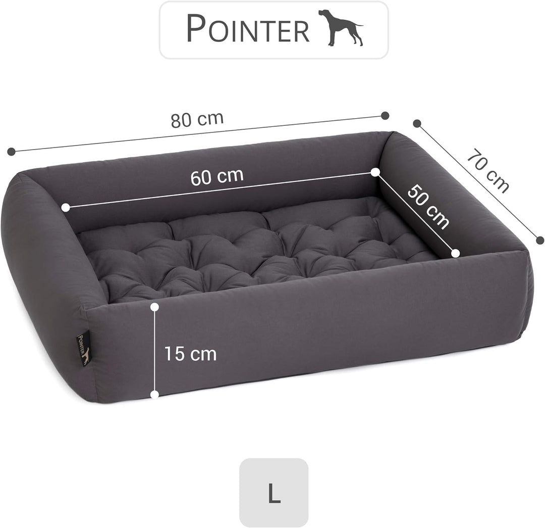 Pointer | Hundebett mit Hundekissen - orthopädisch, waschbar, bequem (L - 80x70 cm, Anthrazit) L - 8