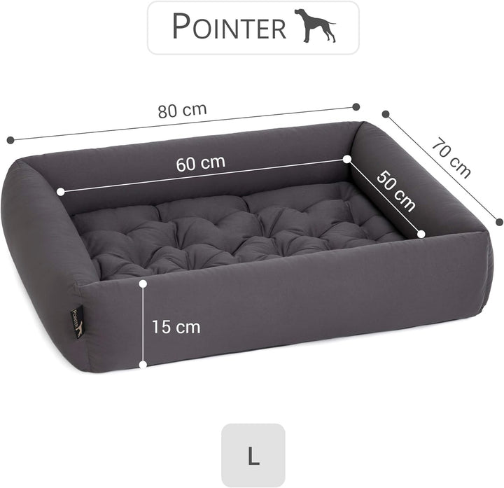 Pointer | Hundebett mit Hundekissen - orthopädisch, waschbar, bequem (L - 80x70 cm, Anthrazit) L - 8