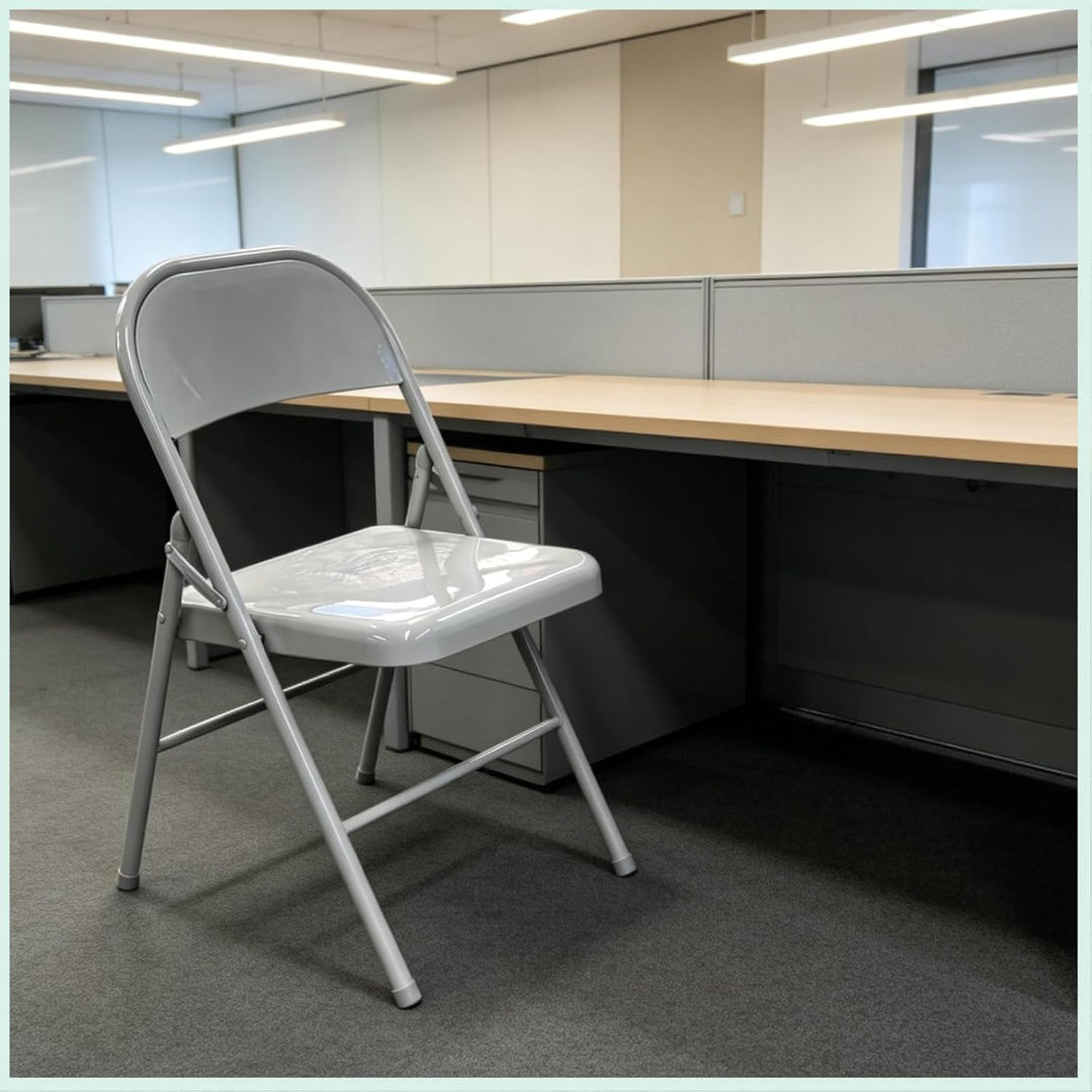 Vollstahl-Klappstuhl 4er Set, Schwerlast-Metallklappstuhl, Ergonomische Rückenlehne, Leicht &amp; platzs