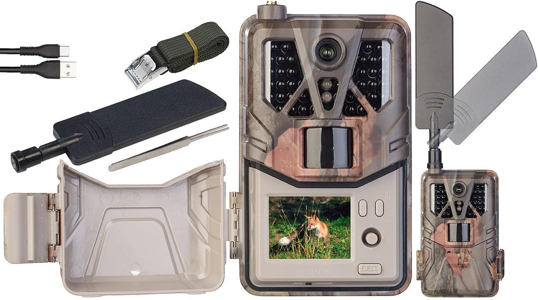 VisorTech Wildkamera mit SIM Karte: 4G/LTE-Akku-Wildkamera mit 2K-Auflösung, PIR-Sensor, Nachtsicht,