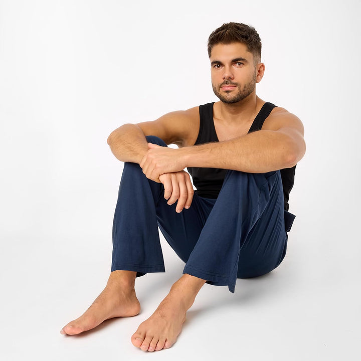 Timone Herren Schlafanzugshose Lang Pyjamahose aus Baumwolle Freizeithose Schlafhose Loungewearhose