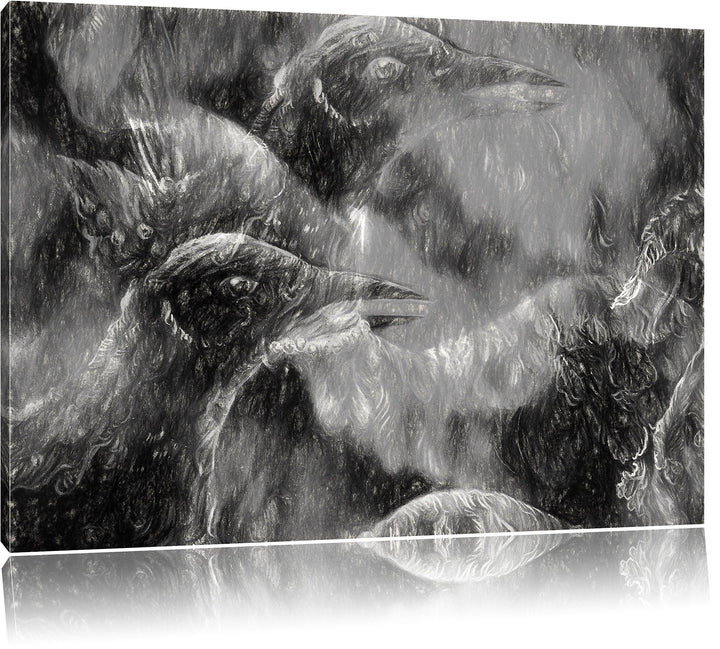 Pixxprint Vogel Phönix Collage Kunst als Leinwandbild/Grösse: 100x70 cm/Wandbild/Kunstdruck/fertig b