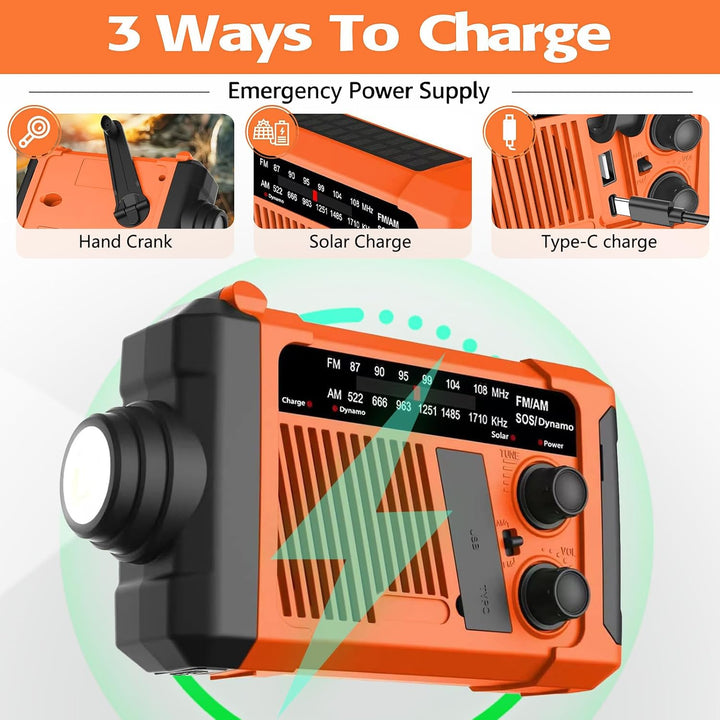 Bingxue Outdoor Radio wasserdicht Bluetooth Lautsprecher, LED Licht und Hand Kurbel Solar für Outdoo