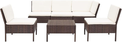 Festnight 6 Teilig Rattan Gartenmöbel Set Lounge Set balkonmobel klein Balkon balkonmobel Set Balkon
