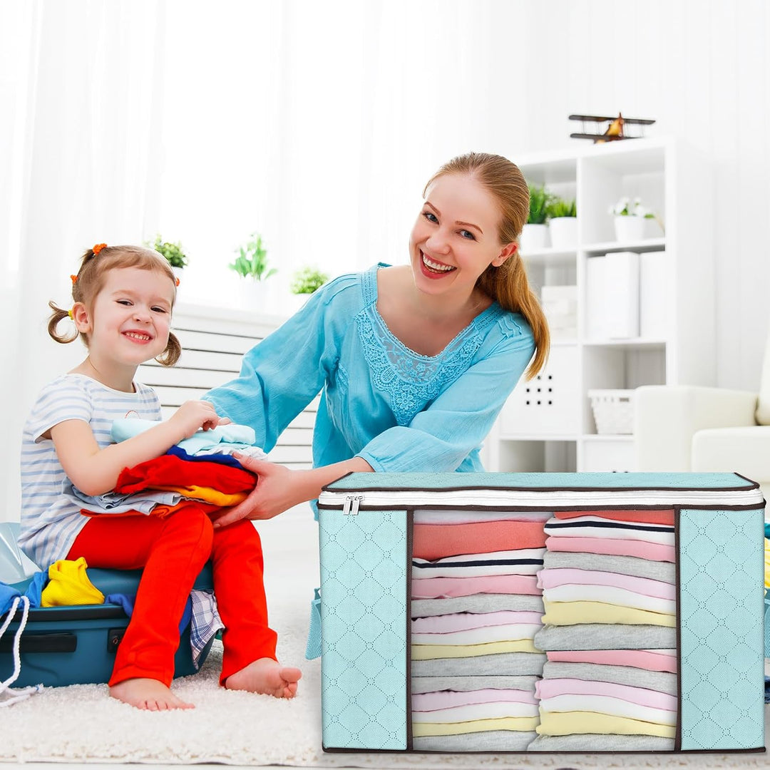 Budding Joy 6 Stück 90L Aufbewahrungstasche, Aufbewahrungsbox mit Deckel Grosse, Kleider Aufbewahrun