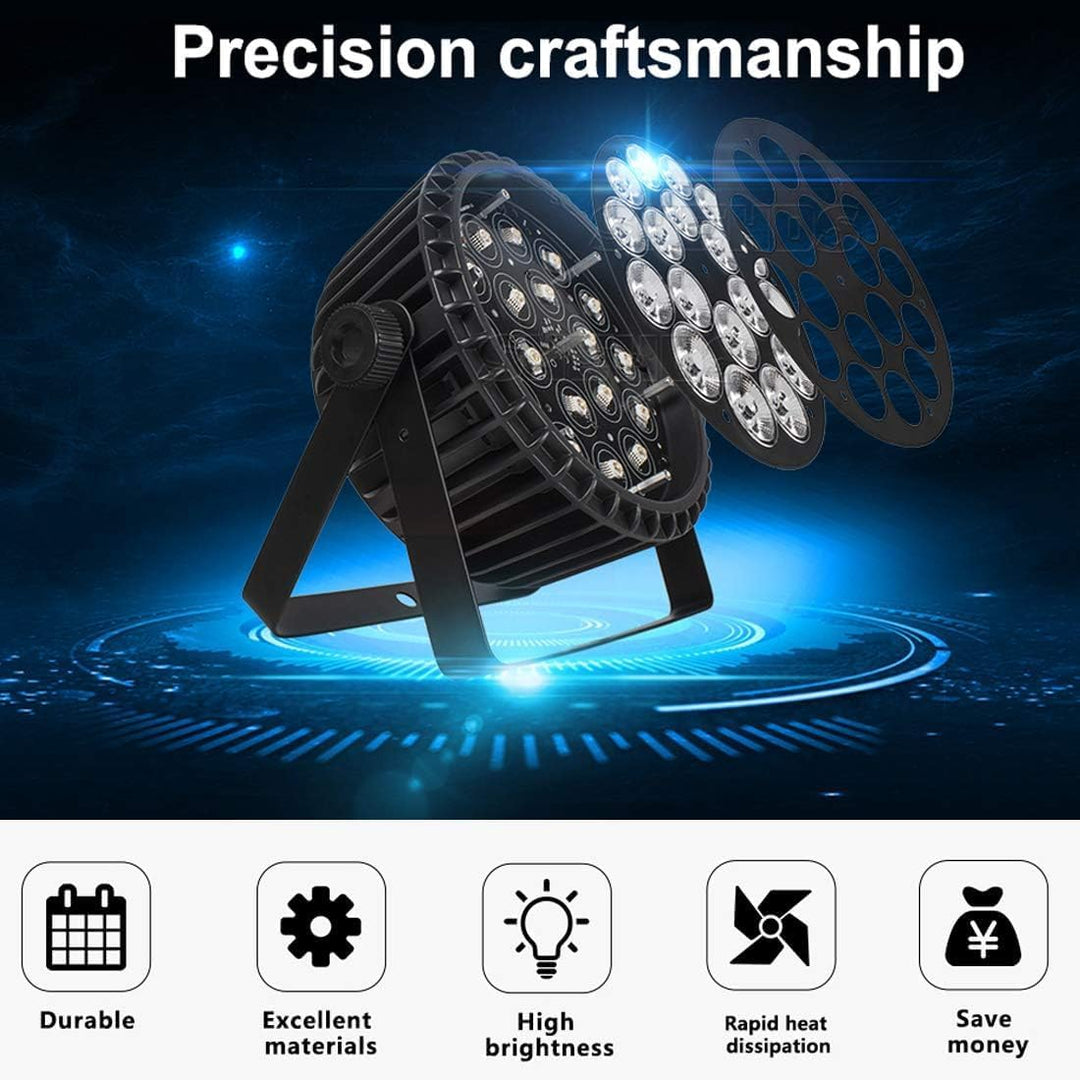 SHEHDS LED Par Scheinwerfer, 18x18W LED Bühnenlicht RGBWA+UV 6-in-1, DMX Steuerung Mit Soundsteuerun