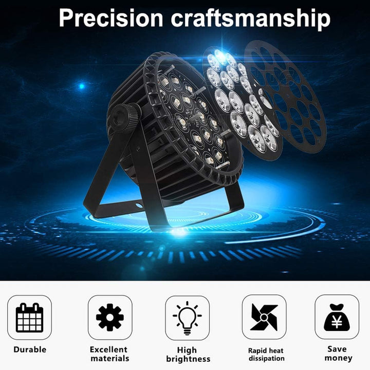 SHEHDS LED Par Scheinwerfer, 18x18W LED Bühnenlicht RGBWA+UV 6-in-1, DMX Steuerung Mit Soundsteuerun