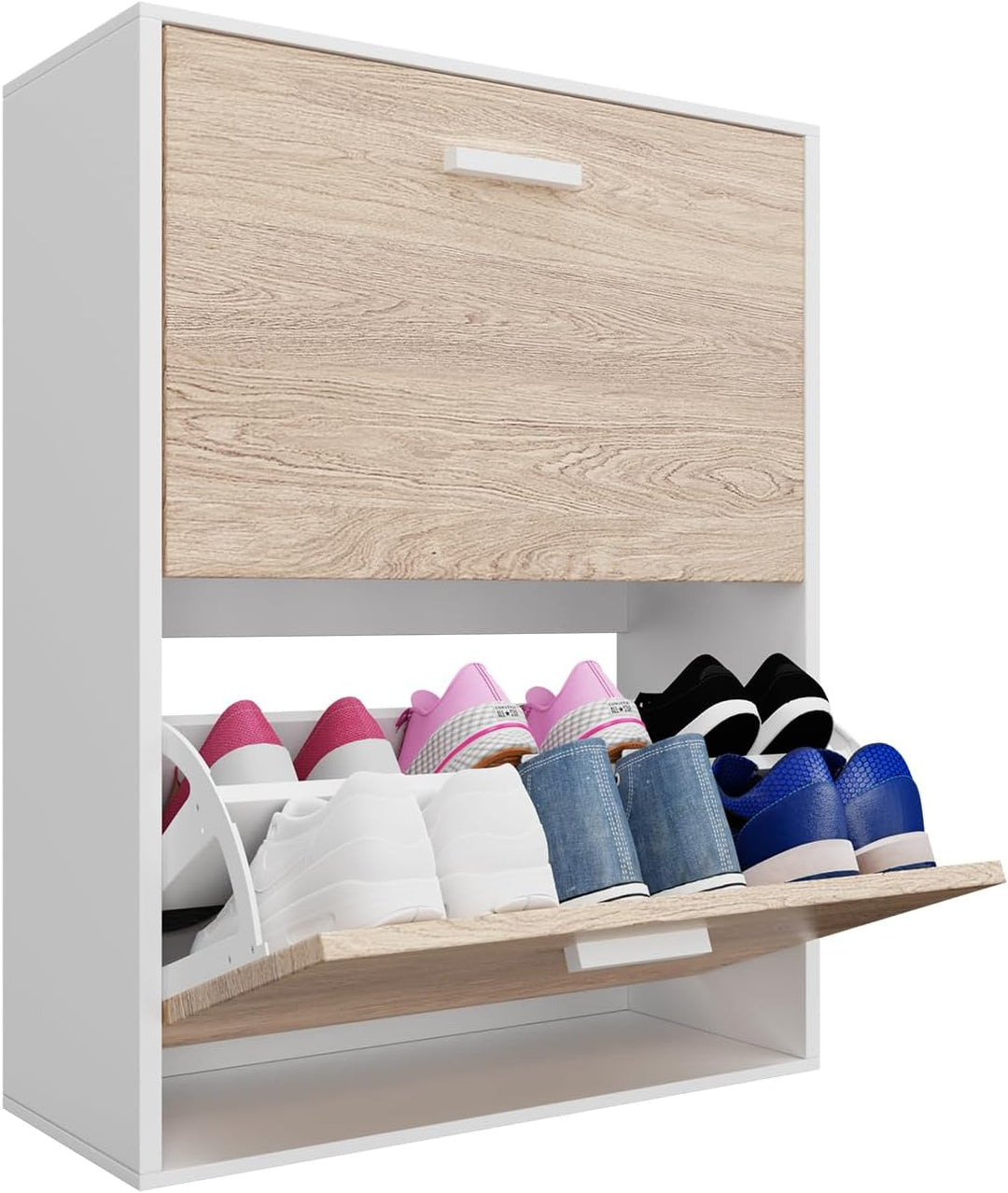 CASABEL Schuhschrank für 12 Paar – grosse Kapazität für Eingangsbereich – L 60 x T 24 x H 80 cm – Tü