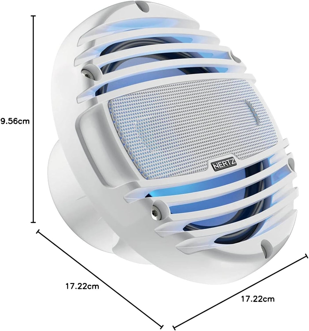 Hertz HMX 6.5 LD-TW – 165-mm Marine-Koaxiallautsprecher-Paar weiss mit integrierter RGB-LED-Beleucht