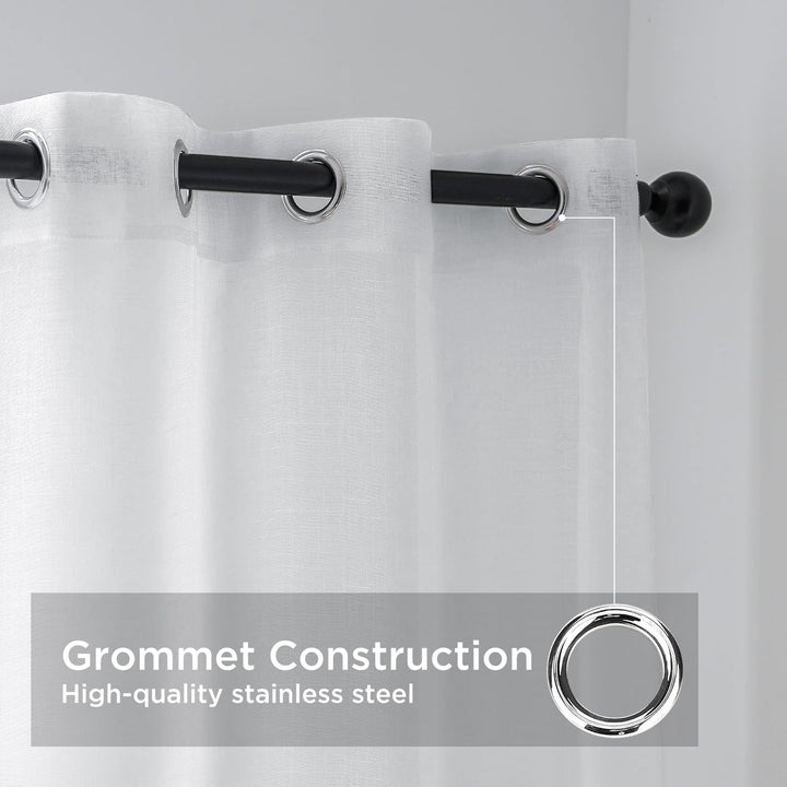 CUCRAF Leinenoptik Weiss Voile Vorhänge mit Ösen Halbtransparent Gardine für Schlafzimmer Wohnzimmer