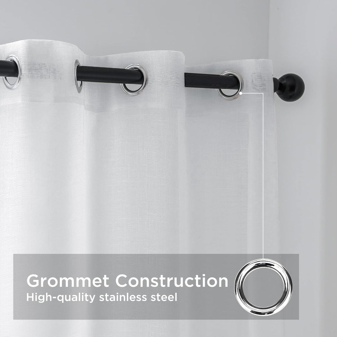 CUCRAF Leinenoptik Weiss Voile Vorhänge mit Ösen Halbtransparent Gardine für Schlafzimmer Wohnzimmer