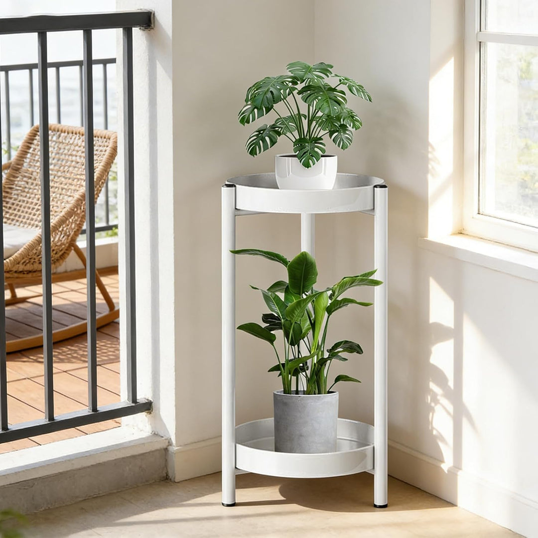 Pflanzenständer für drinnen und draussen, 2 Etagen Metall Blumentopfhalter, 60 cm Hoch, Rostfrei Blu