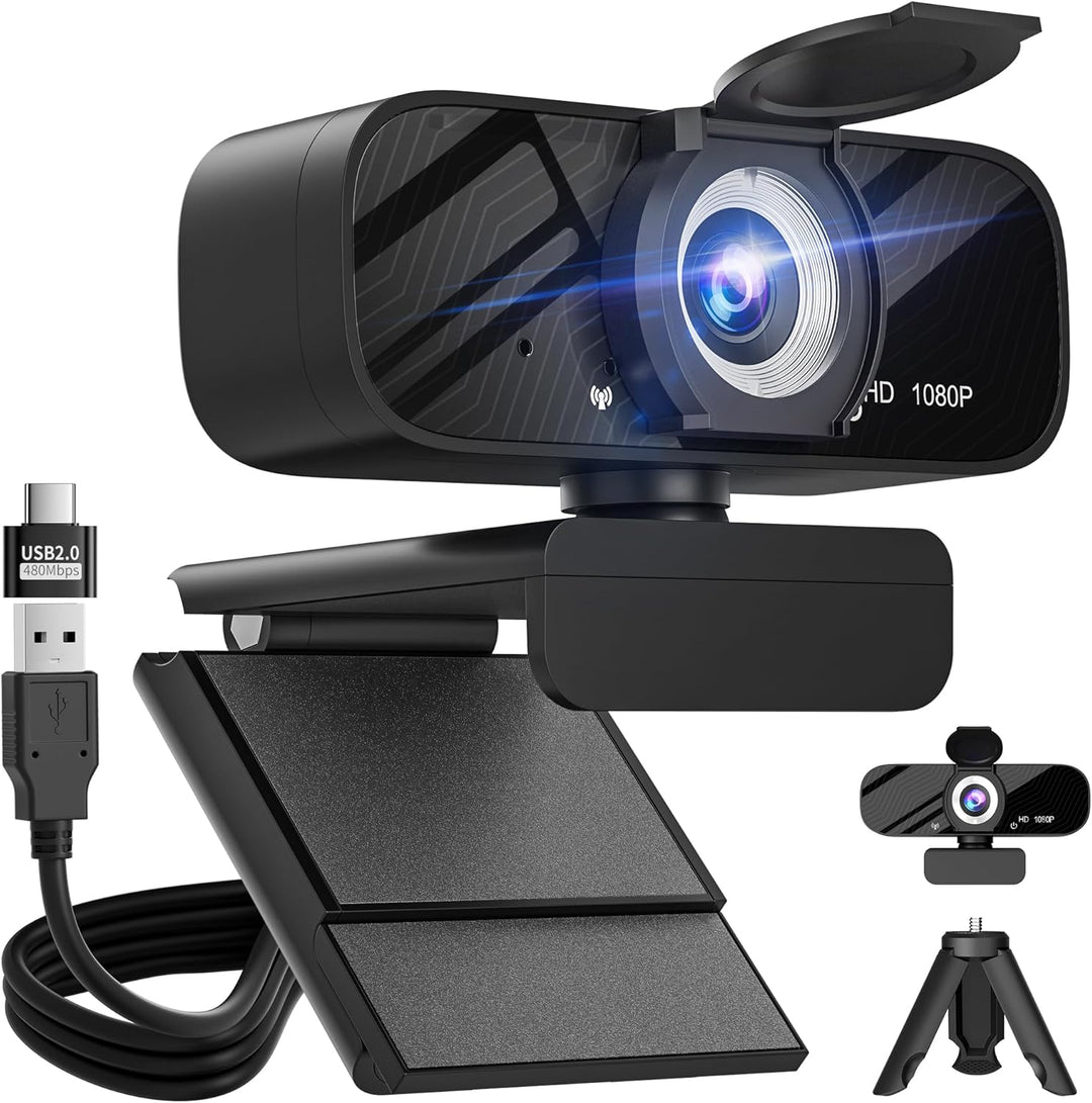 Gohero Full HD 1080P Videowebcam, Geräuschunterdrückung, Privatsphärenverschluss, Weitwinkelobjektiv