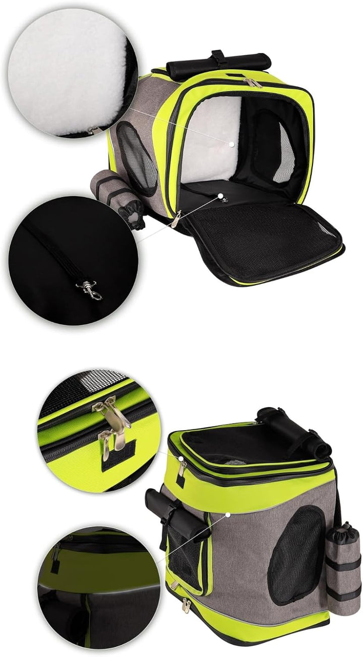 lionto Hunderucksack faltbarer Katzenrucksack Hundetransporttasche Haustiertragetasche, grau/grün, G