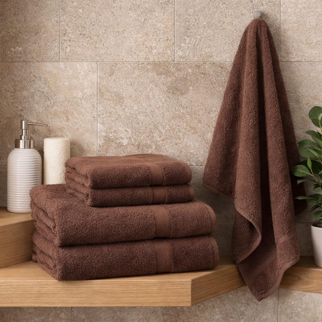 Betz 4-TLG. Handtuch-Set Premium 100% Baumwolle 2 Duschtücher 2 Handtücher Farbe nuss, Nuss