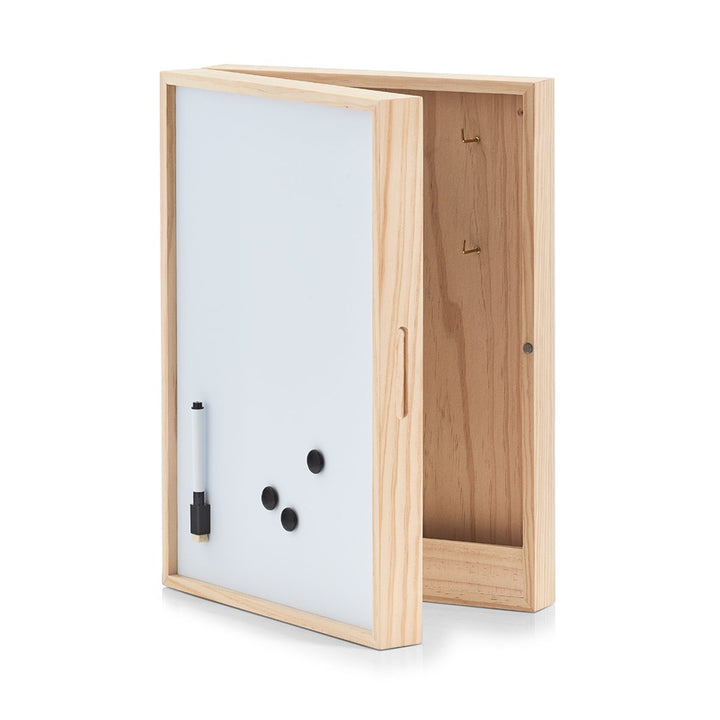 Zeller 15142 Schlüssel-/Memo-Box mit Whiteboard, Holz Schlüsselkasten, Holz, Weiss, 42 x 30 x 8 cm