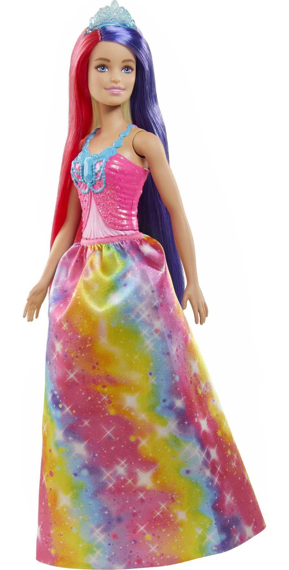 Barbie GTF38 - Dreamtopia Regenbogen Königlich (ca. 30 cm) mit extralangen Fantasiehaaren in Zwei Fa