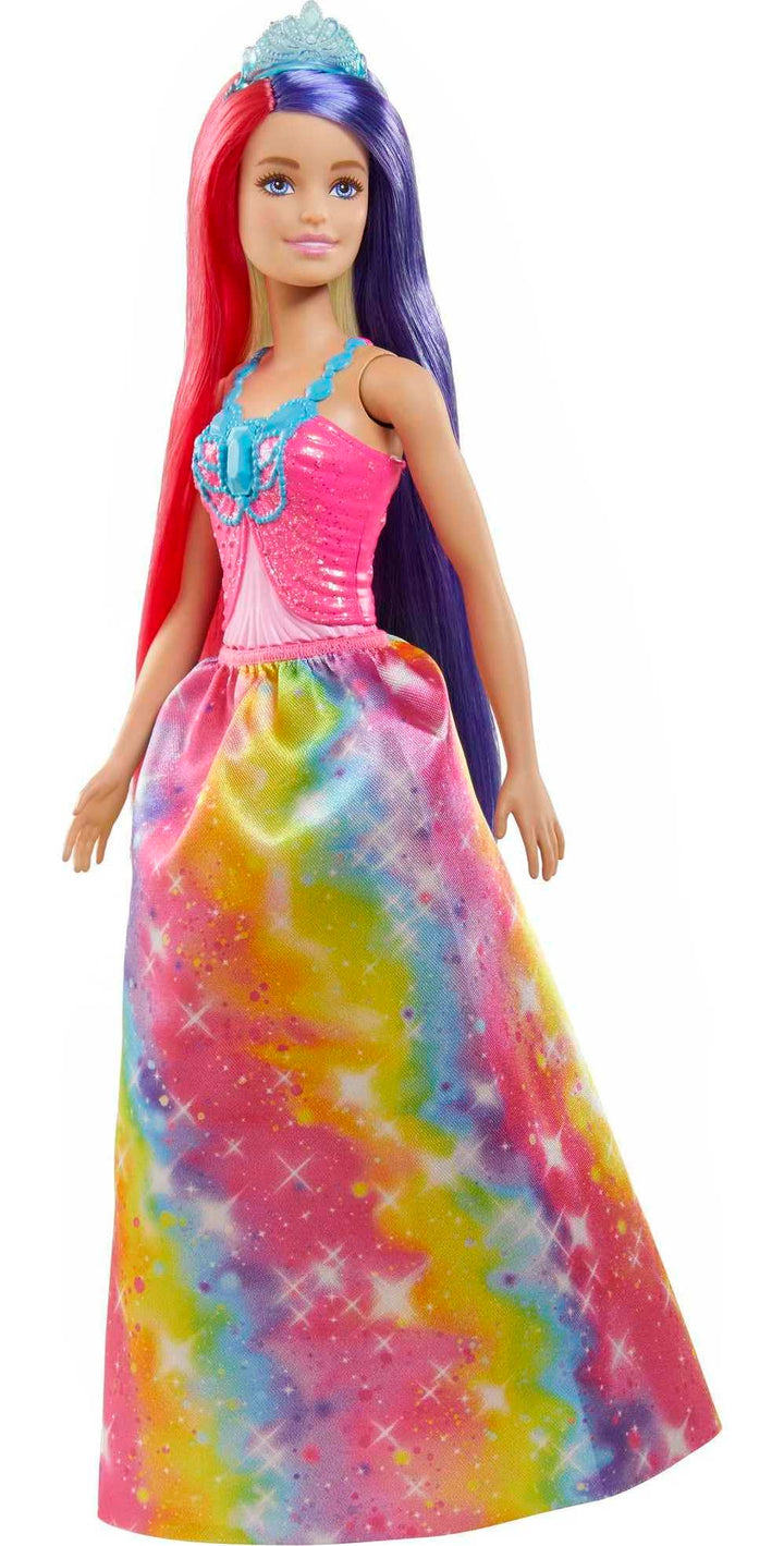 Barbie GTF38 - Dreamtopia Regenbogen Königlich (ca. 30 cm) mit extralangen Fantasiehaaren in Zwei Fa