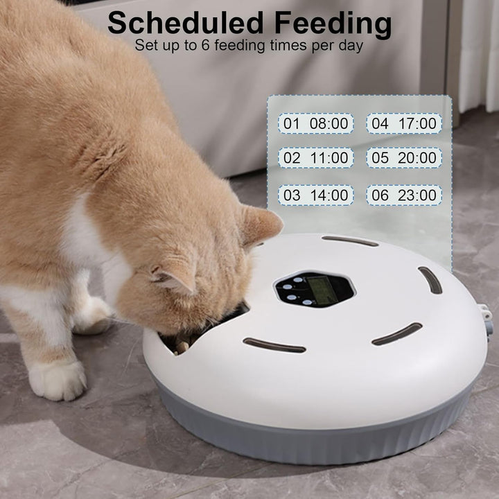 Futterautomat Katze Nassfutter mit Kühlung, 6 Mahlzeiten Programmierbar, Kabelloser Nassfutterautoma