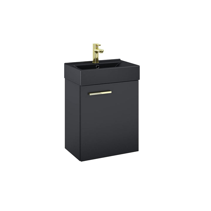 VBChome Badmöbel Set 45 cm Schwarz Matt Waschbecken mit Hängeschrank Badezimmerschrank mit Waschbeck