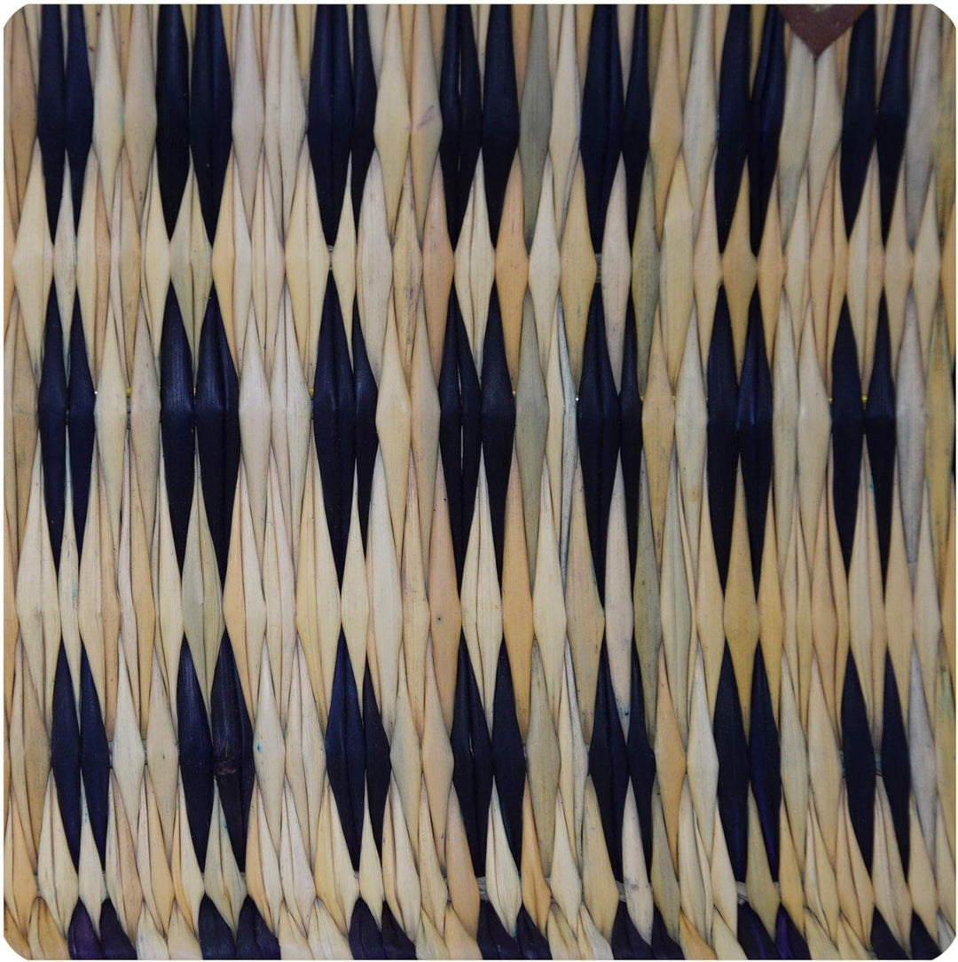 Simandra Einkaufskorb aus Seegras I geflochtene Tasche mit Ledergriff I gross mit kurzem Griff I Bla