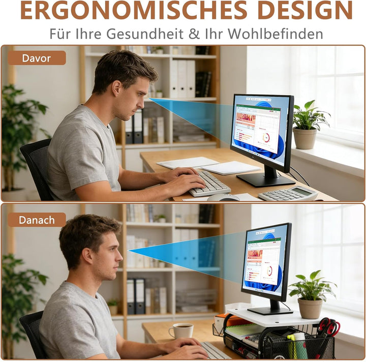 Monitorständer Ergonomischer Monitorständer 30kg/66lbs, multifunktional für Monitor/Drucker/Akten, e