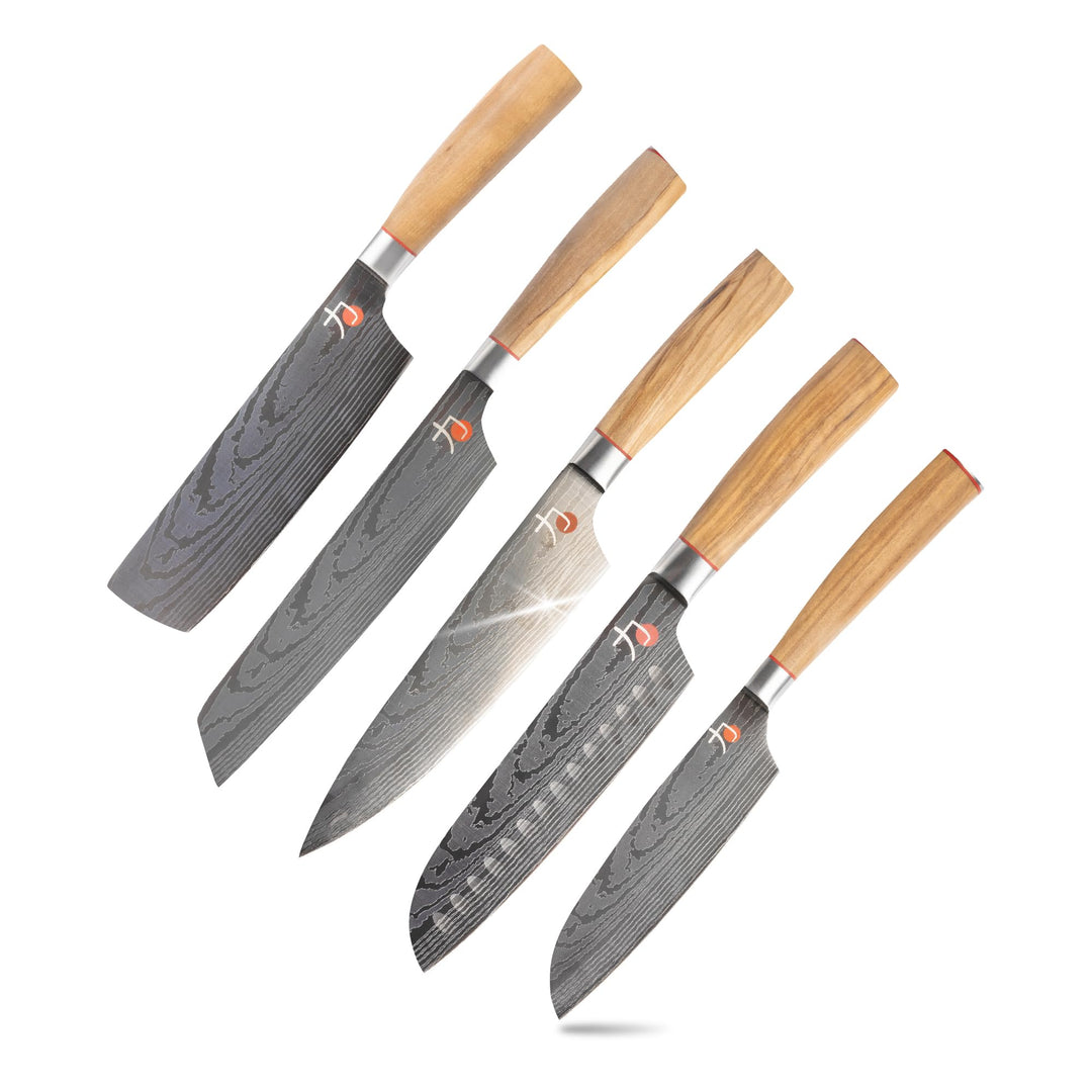 MasterPRO Tetsu : Küchenmesser : Komplettes Set mit 5 japanischen Messern : Perfekt zum Schneiden al