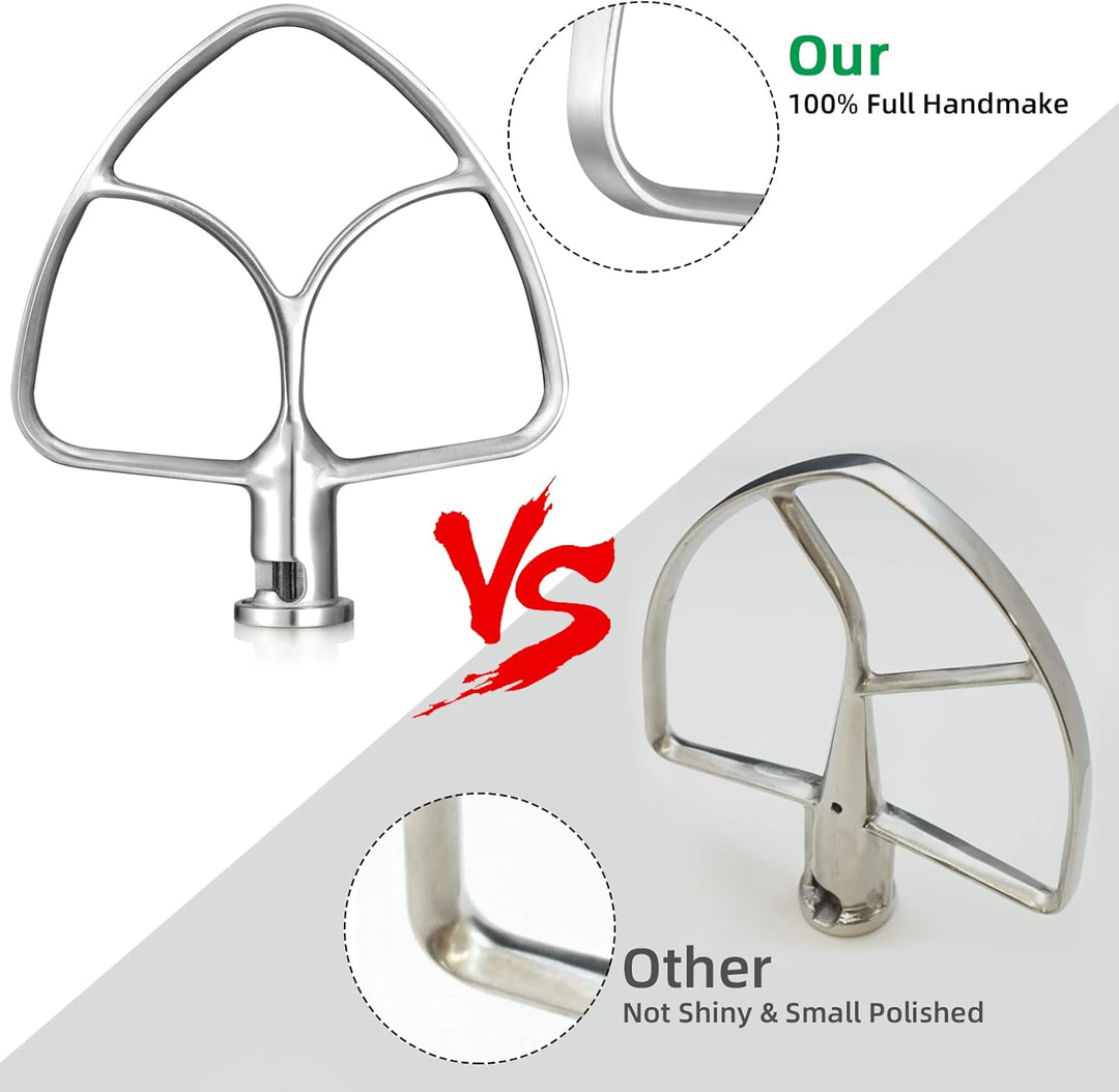 Gdrtwwh Flachrührer-Aufsatz aus Edelstahl für KitchenAid 4,5-5 Quart Standmixer mit neigbarem Kopf,