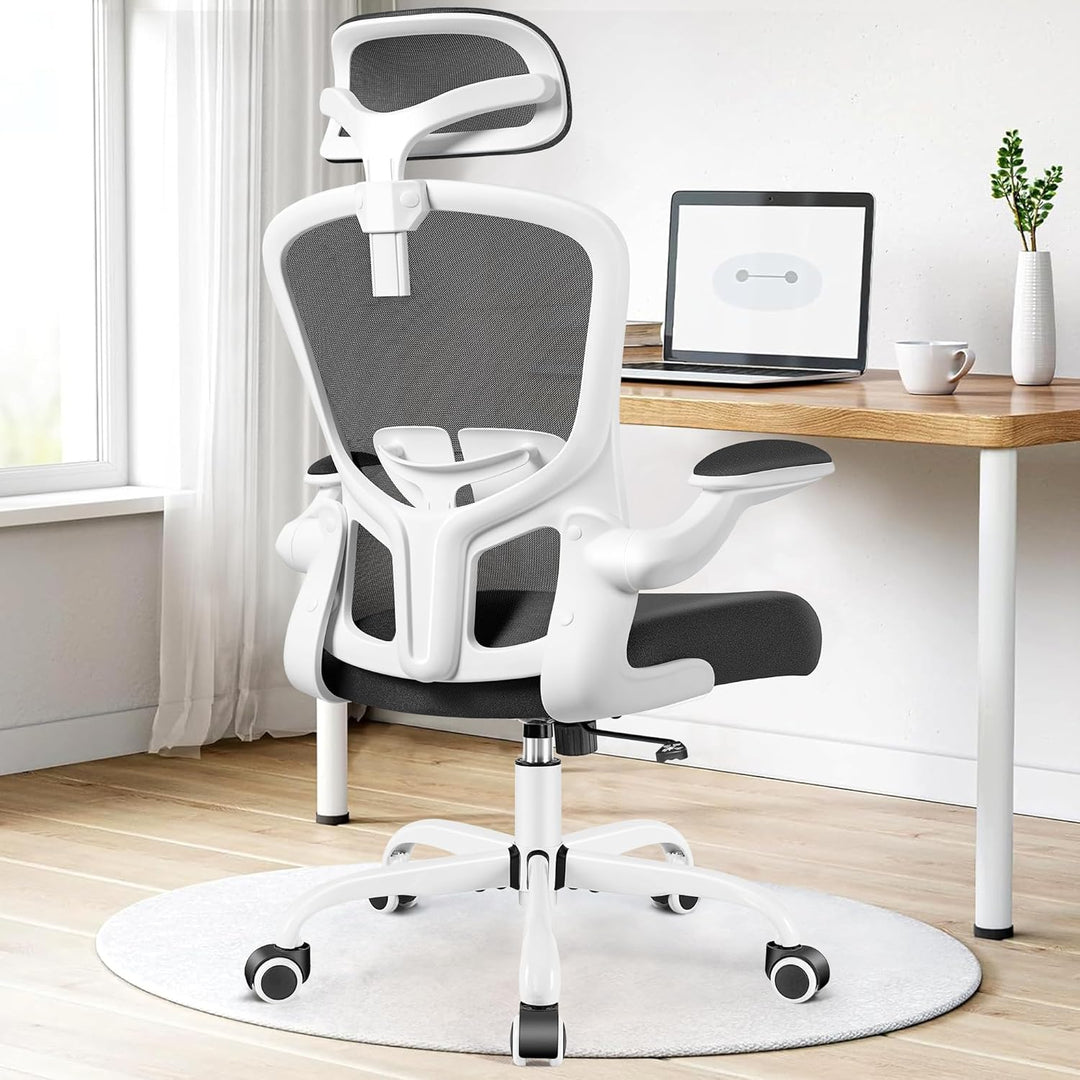 FelixKing Ergonomischer Bürostuhl, verstellbare Lendenwirbelstütze, Drehstuhl, 3D-Kopfstütze und kla